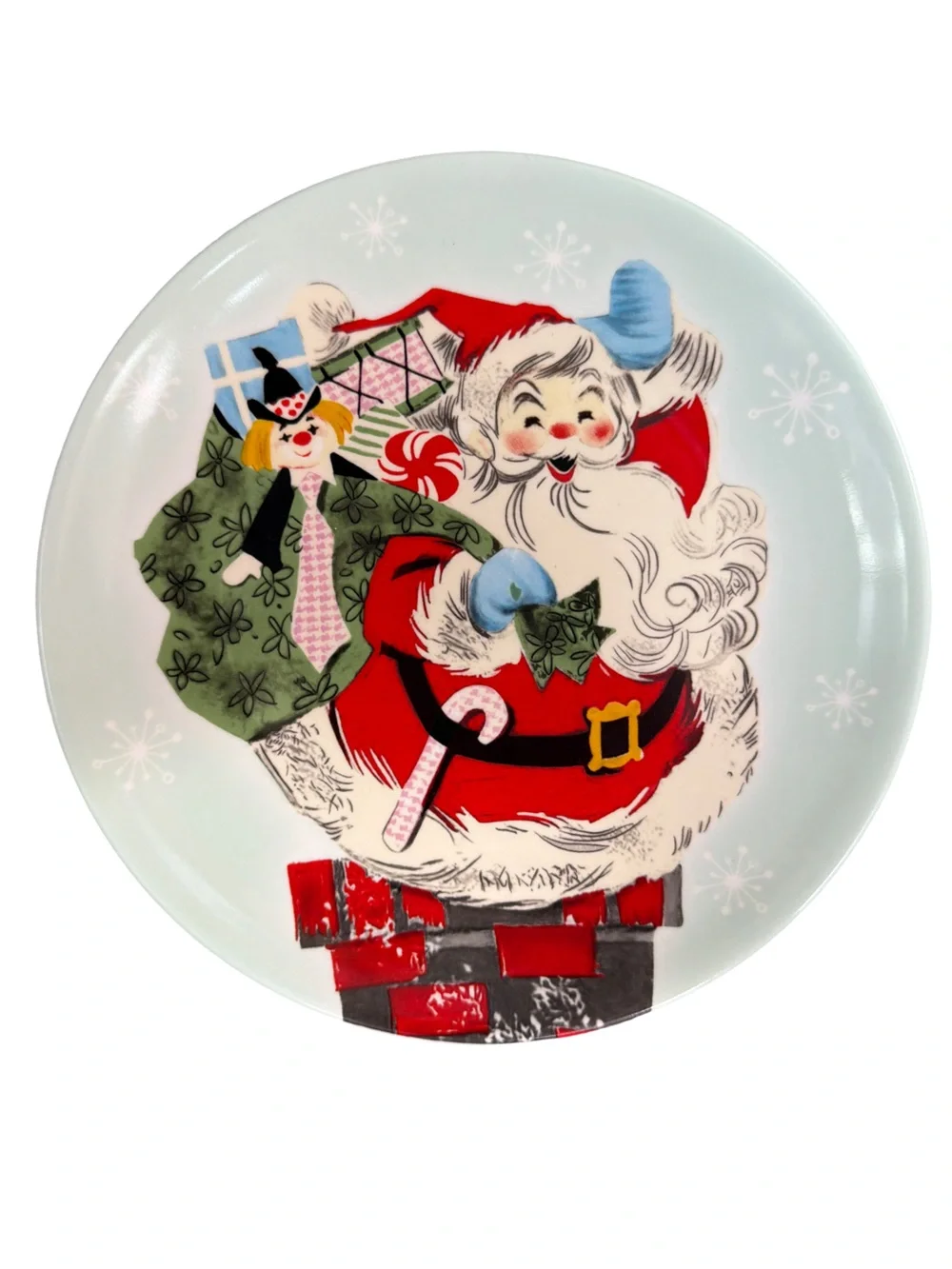 Mr. Christmas EUC Retro Santa, Reindeer & Snowman Christmas 8” Dessert Plates x4
